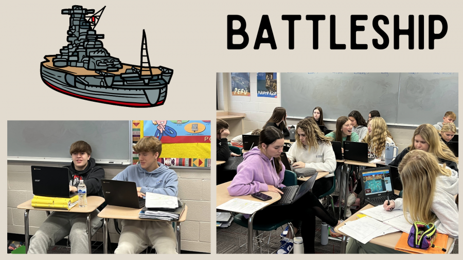 Collage of students playing online Battleship